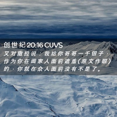 Picture 02 - 创 世 纪 20:16 CUVS - 又 对 撒 拉 说 ： 我 给 你 哥 哥 一 - Bible Verse Picture