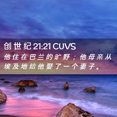 Picture 02 - 创 世 纪 21:21 CUVS - 他 住 在 巴 兰 的 旷 野 ； 他 母 亲 - Bible Verse Picture