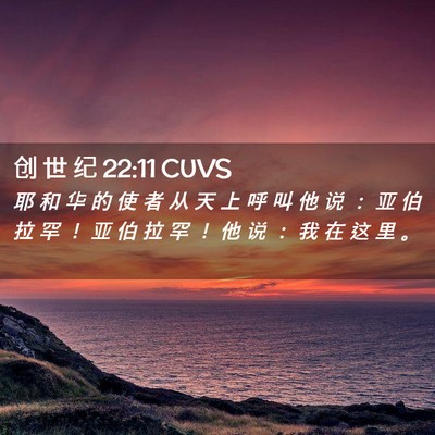 Picture 02 - 创 世 纪 22:11 CUVS - 耶 和 华 的 使 者 从 天 上 呼 叫 他 - Bible Verse Picture