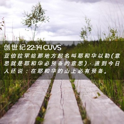 Picture 02 - 创 世 纪 22:14 CUVS - 亚 伯 拉 罕 给 那 地 方 起 名 叫 耶 - Bible Verse Picture