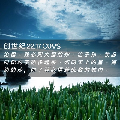 Picture 02 - 创 世 纪 22:17 CUVS - 论 福 ， 我 必 赐 大 福 给 你 ； 论 - Bible Verse Picture