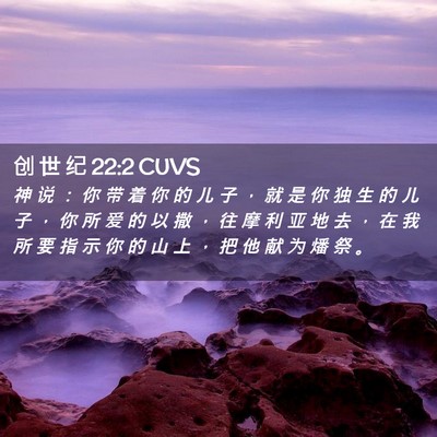 Picture 02 - 创 世 纪 22:2 CUVS - 神 说 ： 你 带 着 你 的 儿 子 ， 就 - Bible Verse Picture