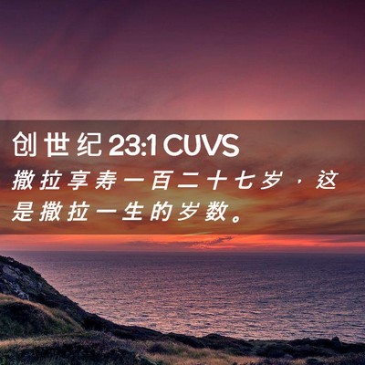 Picture 02 - 创 世 纪 23:1 CUVS - 撒 拉 享 寿 一 百 二 十 七 岁 ， 这 - Bible Verse Picture