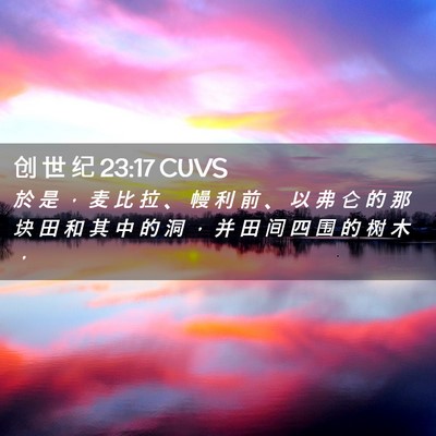 Picture 02 - 创 世 纪 23:17 CUVS - 於 是 ， 麦 比 拉 、 幔 利 前 、 以 - Bible Verse Picture