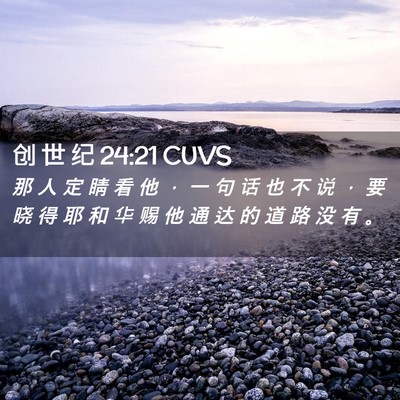 Picture 02 - 创 世 纪 24:21 CUVS - 那 人 定 睛 看 他 ， 一 句 话 也 不 - Bible Verse Picture