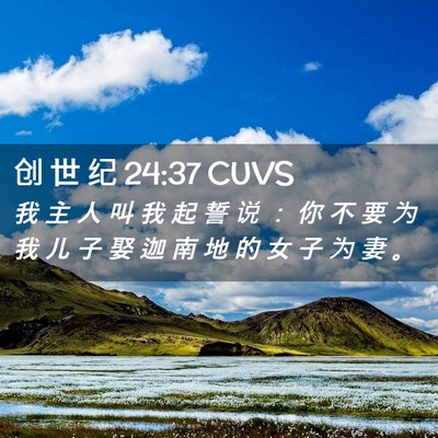 Picture 02 - 创 世 纪 24:37 CUVS - 我 主 人 叫 我 起 誓 说 ： 你 不 要 - Bible Verse Picture