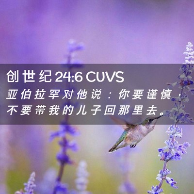 Picture 02 - 创 世 纪 24:6 CUVS - 亚 伯 拉 罕 对 他 说 ： 你 要 谨 慎 - Bible Verse Picture