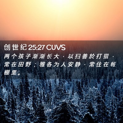 Picture 02 - 创 世 纪 25:27 CUVS - 两 个 孩 子 渐 渐 长 大 ， 以 扫 善 - Bible Verse Picture