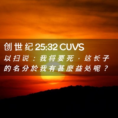 Picture 02 - 创 世 纪 25:32 CUVS - 以 扫 说 ： 我 将 要 死 ， 这 长 子 - Bible Verse Picture