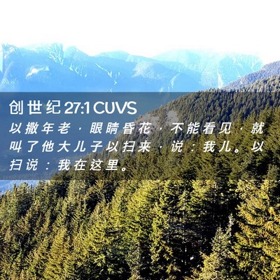 Picture 02 - 创 世 纪 27:1 CUVS - 以 撒 年 老 ， 眼 睛 昏 花 ， 不 能 - Bible Verse Picture