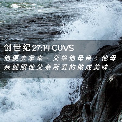 Picture 02 - 创 世 纪 27:14 CUVS - 他 便 去 拿 来 ， 交 给 他 母 亲 ； - Bible Verse Picture
