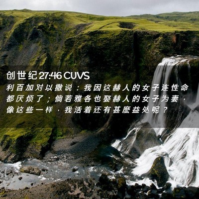 Picture 02 - 创 世 纪 27:46 CUVS - 利 百 加 对 以 撒 说 ： 我 因 这 赫 - Bible Verse Picture