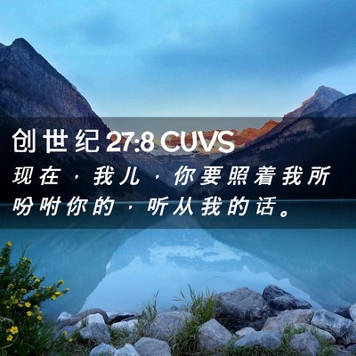 Picture 02 - 创 世 纪 27:8 CUVS - 现 在 ， 我 儿 ， 你 要 照 着 我 所 - Bible Verse Picture