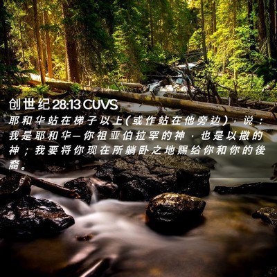 Picture 02 - 创 世 纪 28:13 CUVS - 耶 和 华 站 在 梯 子 以 上 ( 或 作 站 - Bible Verse Picture