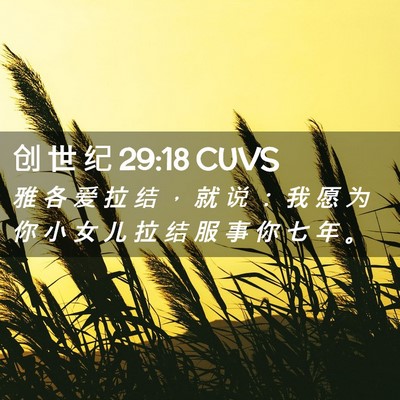 Picture 02 - 创 世 纪 29:18 CUVS - 雅 各 爱 拉 结 ， 就 说 ： 我 愿 为 - Bible Verse Picture