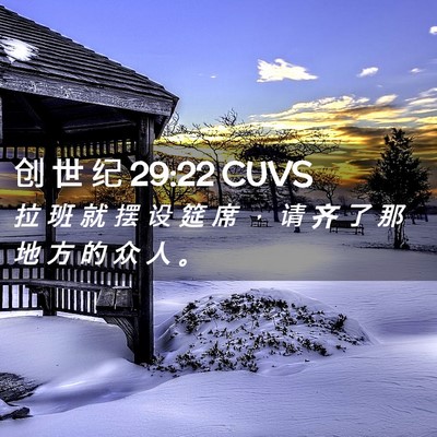 Picture 02 - 创 世 纪 29:22 CUVS - 拉 班 就 摆 设 筵 席 ， 请 齐 了 那 - Bible Verse Picture
