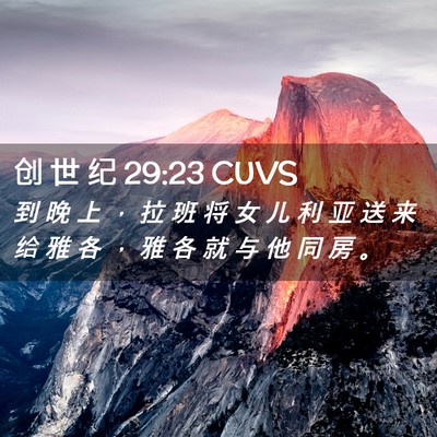 Picture 02 - 创 世 纪 29:23 CUVS - 到 晚 上 ， 拉 班 将 女 儿 利 亚 送 - Bible Verse Picture
