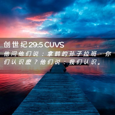 Picture 02 - 创 世 纪 29:5 CUVS - 他 问 他 们 说 ： 拿 鹤 的 孙 子 拉 - Bible Verse Picture