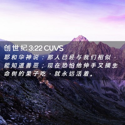 Picture 02 - 创 世 纪 3:22 CUVS - 耶 和 华 神 说 ： 那 人 已 经 与 我 - Bible Verse Picture