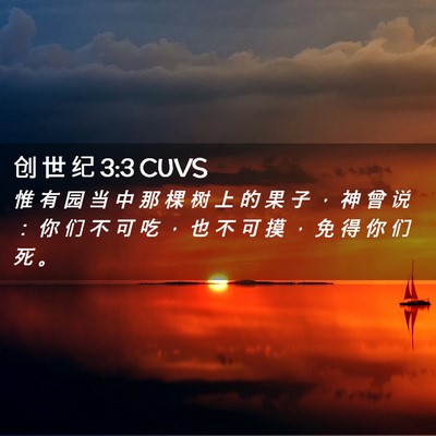 Picture 02 - 创 世 纪 3:3 CUVS - 惟 有 园 当 中 那 棵 树 上 的 果 子 - Bible Verse Picture
