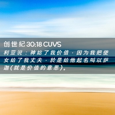Picture 02 - 创 世 纪 30:18 CUVS - 利 亚 说 ： 神 给 了 我 价 值 ， 因 - Bible Verse Picture