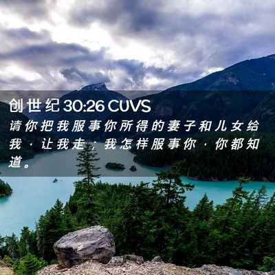 Picture 02 - 创 世 纪 30:26 CUVS - 请 你 把 我 服 事 你 所 得 的 妻 子 - Bible Verse Picture