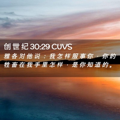 Picture 02 - 创 世 纪 30:29 CUVS - 雅 各 对 他 说 ： 我 怎 样 服 事 你 - Bible Verse Picture