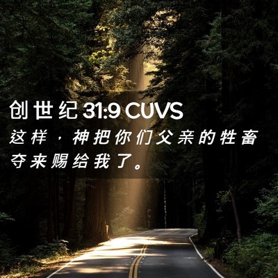 Picture 02 - 创 世 纪 31:9 CUVS - 这 样 ， 神 把 你 们 父 亲 的 牲 畜 - Bible Verse Picture