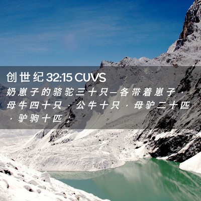 Picture 02 - 创 世 纪 32:15 CUVS - 奶 崽 子 的 骆 驼 三 十 只 ─ 各 带 - Bible Verse Picture