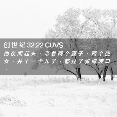 Picture 02 - 创 世 纪 32:22 CUVS - 他 夜 间 起 来 ， 带 着 两 个 妻 子 - Bible Verse Picture