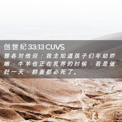 Picture 02 - 创 世 纪 33:13 CUVS - 雅 各 对 他 说 ： 我 主 知 道 孩 子 - Bible Verse Picture
