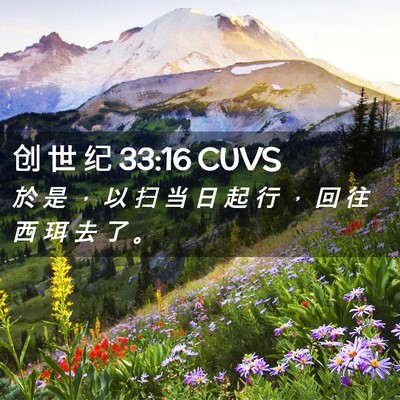 Picture 02 - 创 世 纪 33:16 CUVS - 於 是 ， 以 扫 当 日 起 行 ， 回 往 - Bible Verse Picture