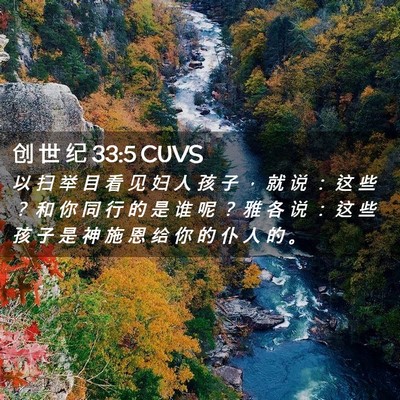 Picture 02 - 创 世 纪 33:5 CUVS - 以 扫 举 目 看 见 妇 人 孩 子 ， 就 - Bible Verse Picture