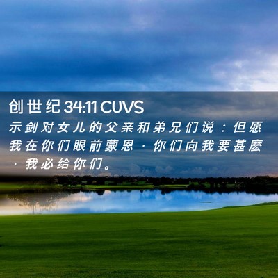 Picture 02 - 创 世 纪 34:11 CUVS - 示 剑 对 女 儿 的 父 亲 和 弟 兄 们 - Bible Verse Picture