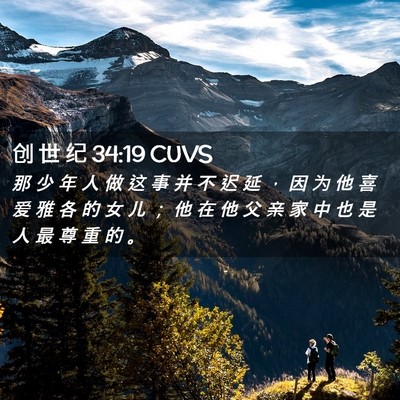 Picture 02 - 创 世 纪 34:19 CUVS - 那 少 年 人 做 这 事 并 不 迟 延 ， - Bible Verse Picture