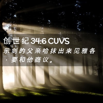 Picture 02 - 创 世 纪 34:6 CUVS - 示 剑 的 父 亲 哈 抹 出 来 见 雅 各 - Bible Verse Picture