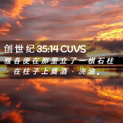 Picture 02 - 创 世 纪 35:14 CUVS - 雅 各 便 在 那 里 立 了 一 根 石 柱 - Bible Verse Picture
