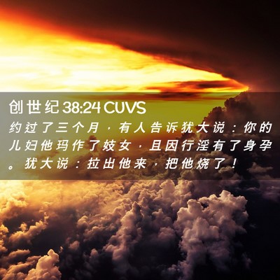 Picture 02 - 创 世 纪 38:24 CUVS - 约 过 了 三 个 月 ， 有 人 告 诉 犹 - Bible Verse Picture