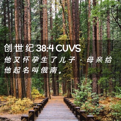 Picture 02 - 创 世 纪 38:4 CUVS - 他 又 怀 孕 生 了 儿 子 ， 母 亲 给 - Bible Verse Picture