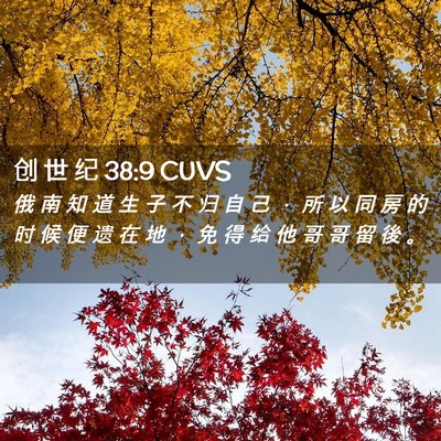Picture 02 - 创 世 纪 38:9 CUVS - 俄 南 知 道 生 子 不 归 自 己 ， 所 - Bible Verse Picture