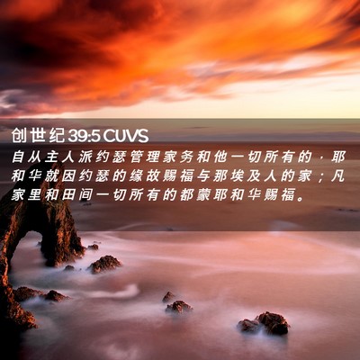 Picture 02 - 创 世 纪 39:5 CUVS - 自 从 主 人 派 约 瑟 管 理 家 务 和 - Bible Verse Picture