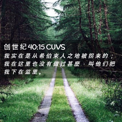 Picture 02 - 创 世 纪 40:15 CUVS - 我 实 在 是 从 希 伯 来 人 之 地 被 - Bible Verse Picture