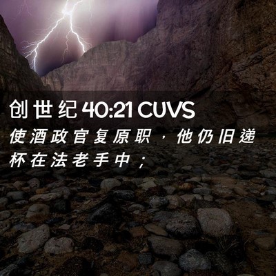 Picture 02 - 创 世 纪 40:21 CUVS - 使 酒 政 官 复 原 职 ， 他 仍 旧 递 - Bible Verse Picture