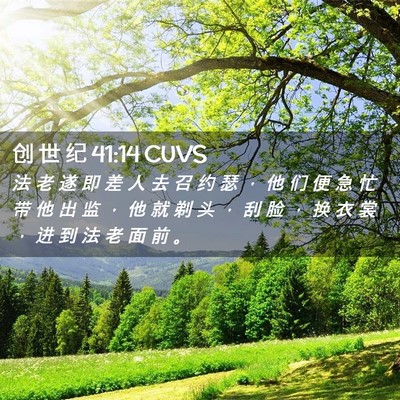 Picture 02 - 创 世 纪 41:14 CUVS - 法 老 遂 即 差 人 去 召 约 瑟 ， 他 - Bible Verse Picture