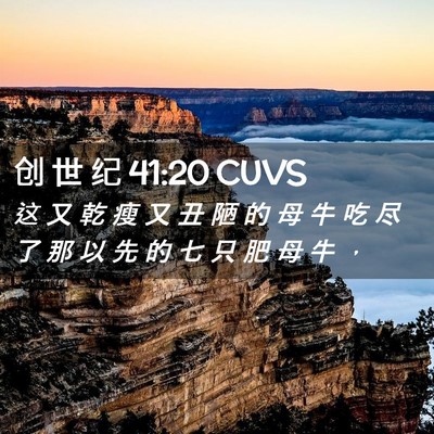 Picture 02 - 创 世 纪 41:20 CUVS - 这 又 乾 瘦 又 丑 陋 的 母 牛 吃 尽 - Bible Verse Picture