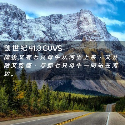 Picture 02 - 创 世 纪 41:3 CUVS - 随 後 又 有 七 只 母 牛 从 河 里 上 - Bible Verse Picture