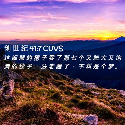 Picture 02 - 创 世 纪 41:7 CUVS - 这 细 弱 的 穗 子 吞 了 那 七 个 又 - Bible Verse Picture
