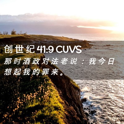 Picture 02 - 创 世 纪 41:9 CUVS - 那 时 酒 政 对 法 老 说 ： 我 今 日 - Bible Verse Picture