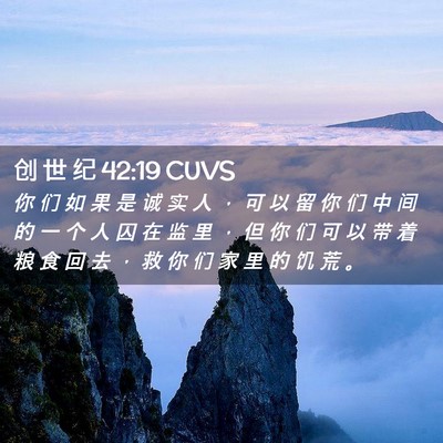 Picture 02 - 创 世 纪 42:19 CUVS - 你 们 如 果 是 诚 实 人 ， 可 以 留 - Bible Verse Picture