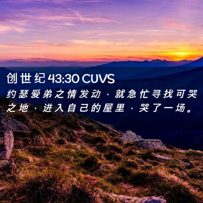Picture 02 - 创 世 纪 43:30 CUVS - 约 瑟 爱 弟 之 情 发 动 ， 就 急 忙 - Bible Verse Picture